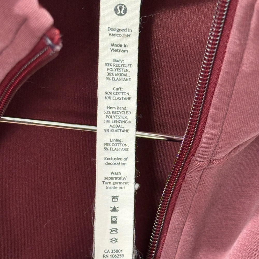 Lululemon Athletica Burgundy Jacket women’s size 6 - Picture 5 of 15